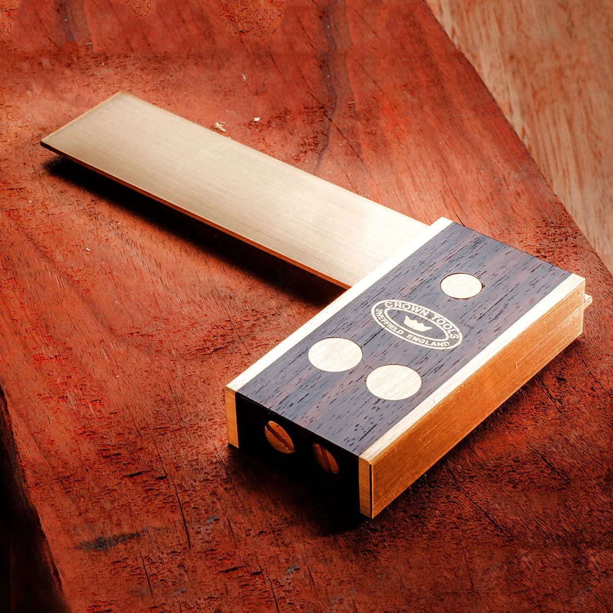Crown Adjustable Try Square 71mm Blade Rosewood & Brass - Image 3