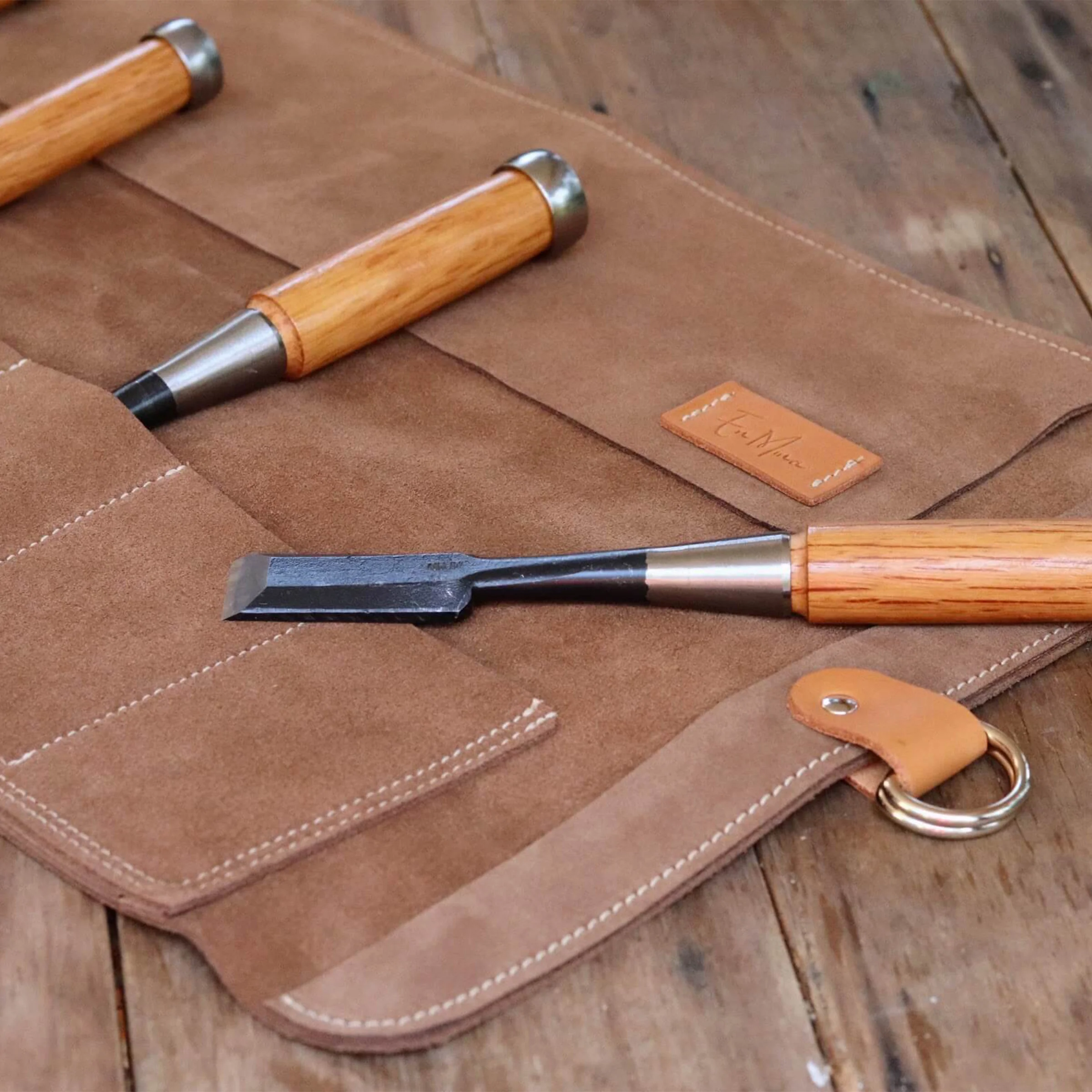 En Mina 12 Pocket Suede Chisel Roll - Image 15