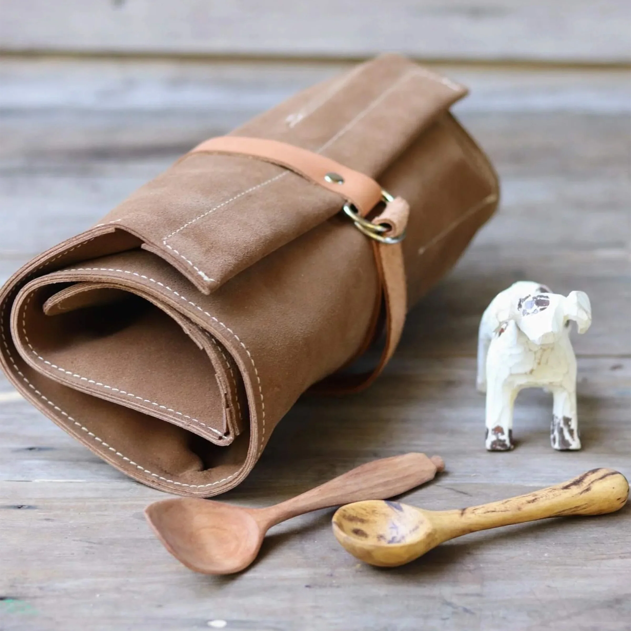 En Mina 7 Pocket Carving Tool Roll Suede - Image 7