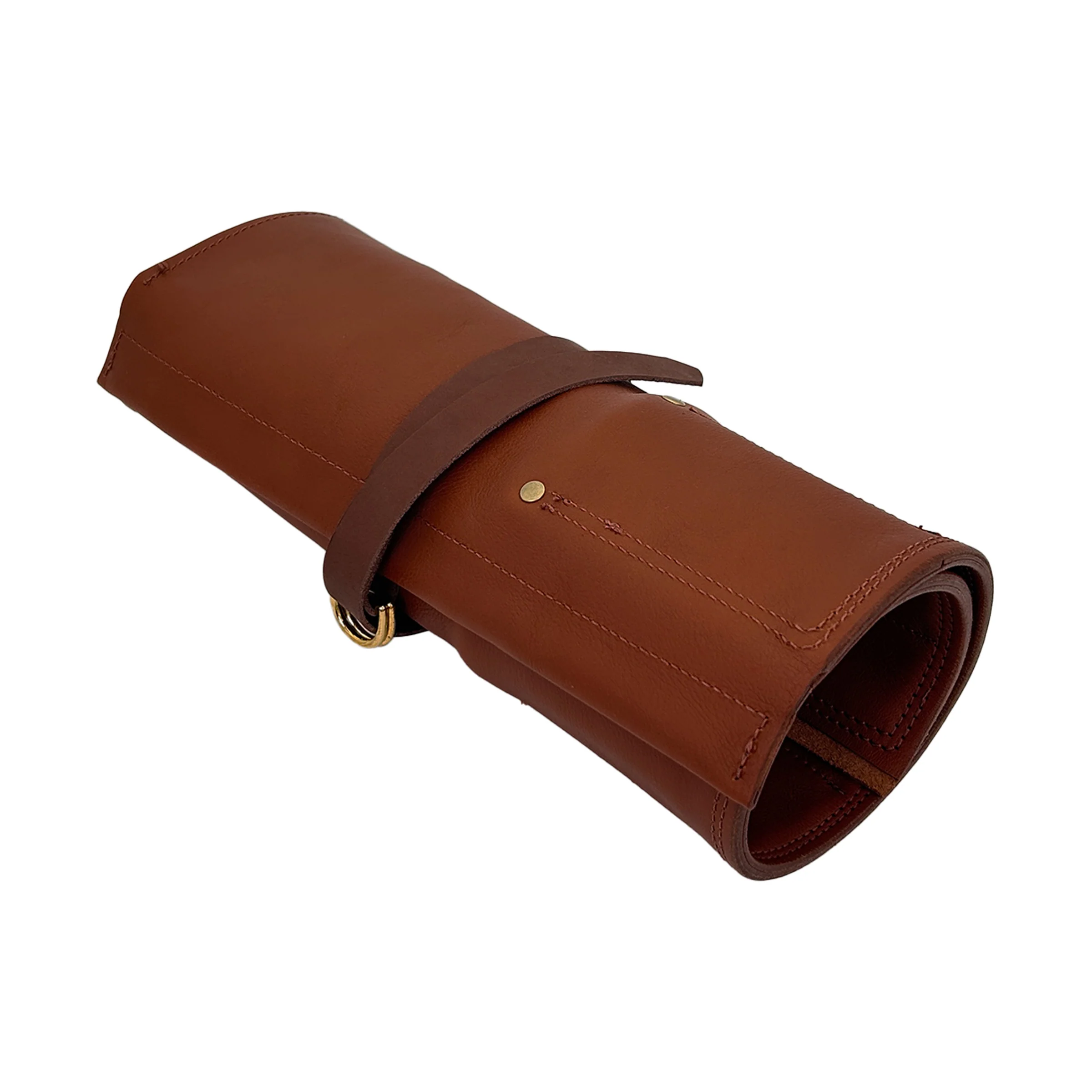 En Mina 9 Pocket Leather Chisel Roll Tan - Image 2
