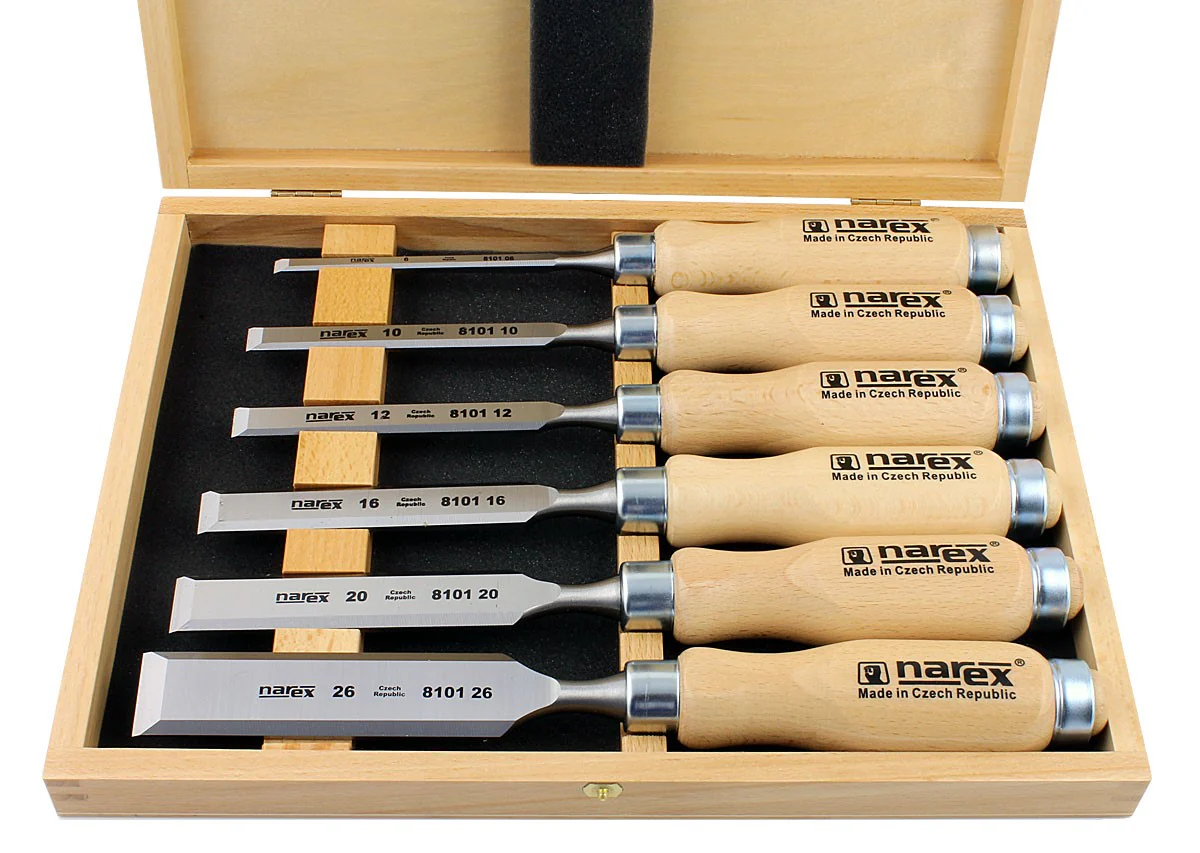 Narex Set of 6 Cabinet Chisels Bevel Edge in Wooden Case for Wood Joinery - Image 4