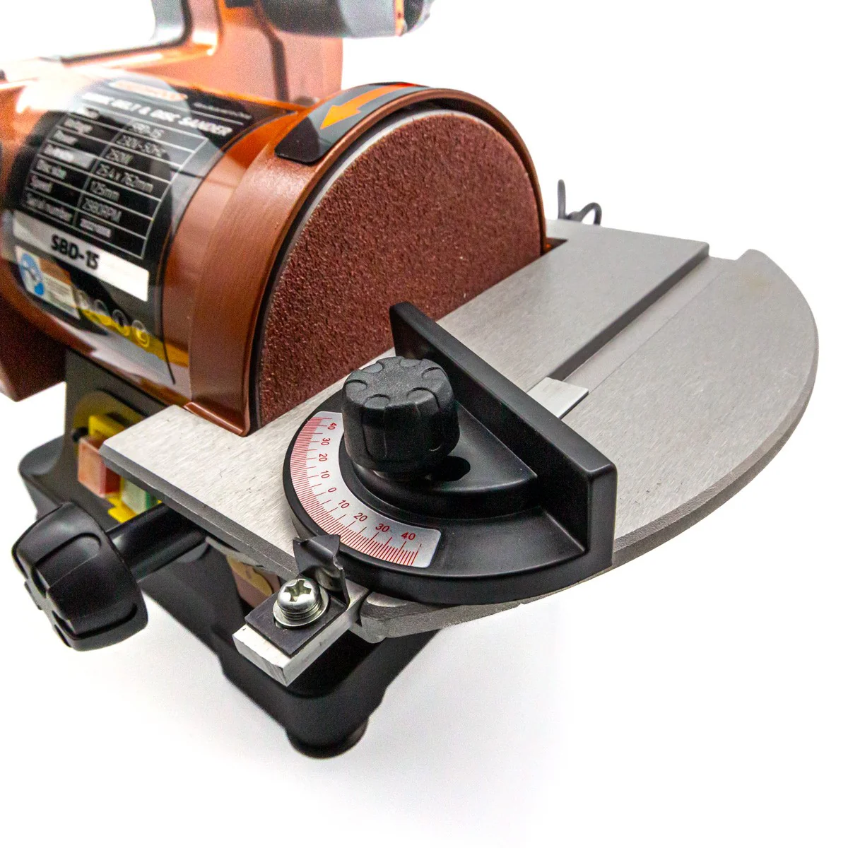 Sherwood 1 x 5in Benchtop Vertical Belt and Disc Sander Linisher 250W - Image 4