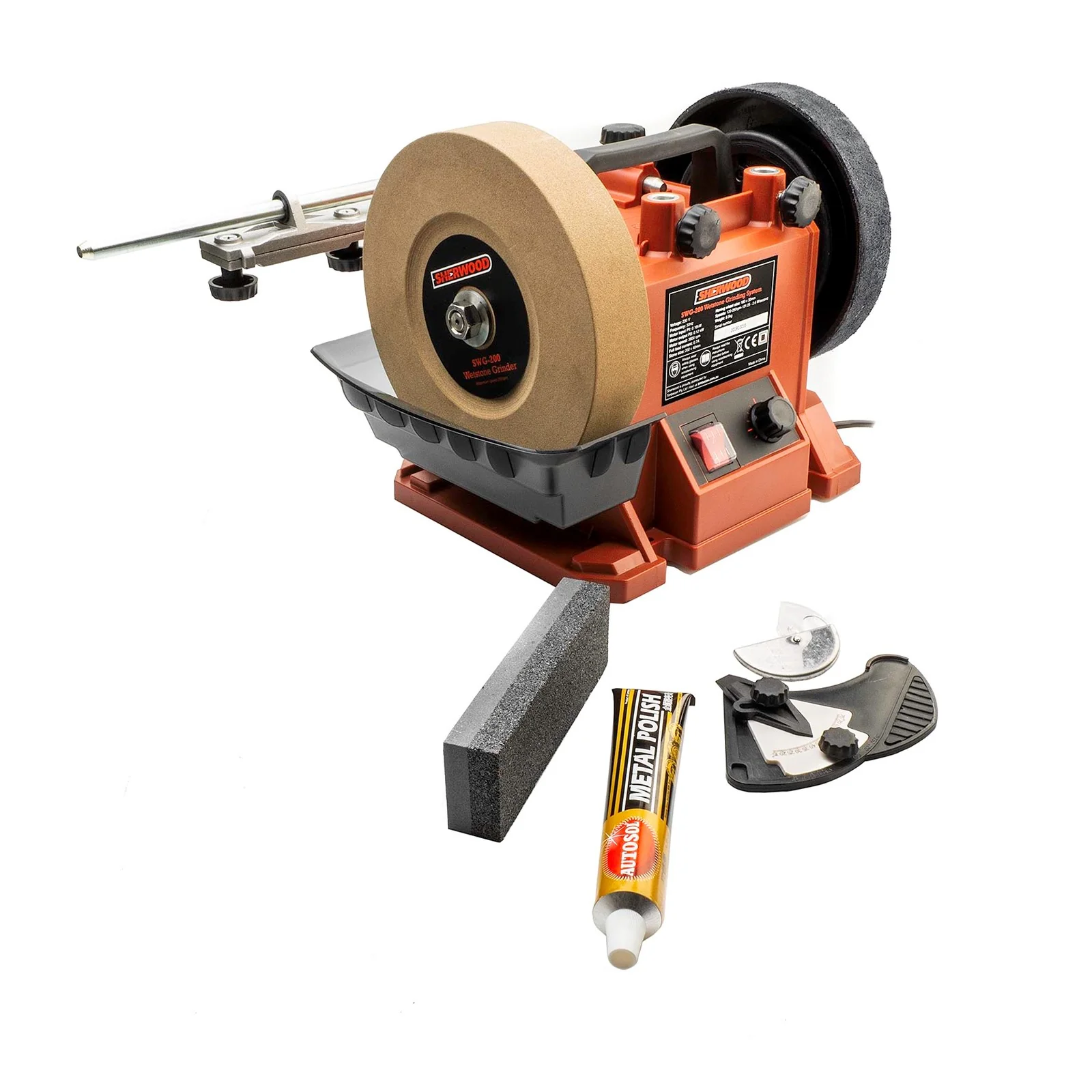 Sherwood 200mm Benchtop Wet Stone Grinder 160W Variable Speed Grinder - Image 3