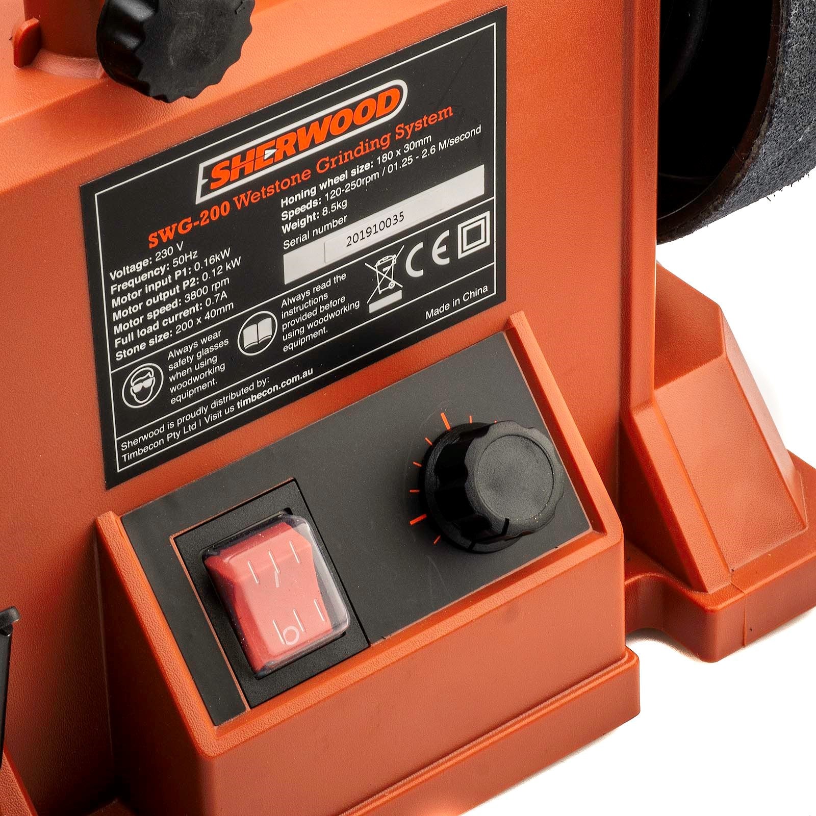 Sherwood 200mm Benchtop Wet Stone Grinder 160W Variable Speed Grinder - Image 5