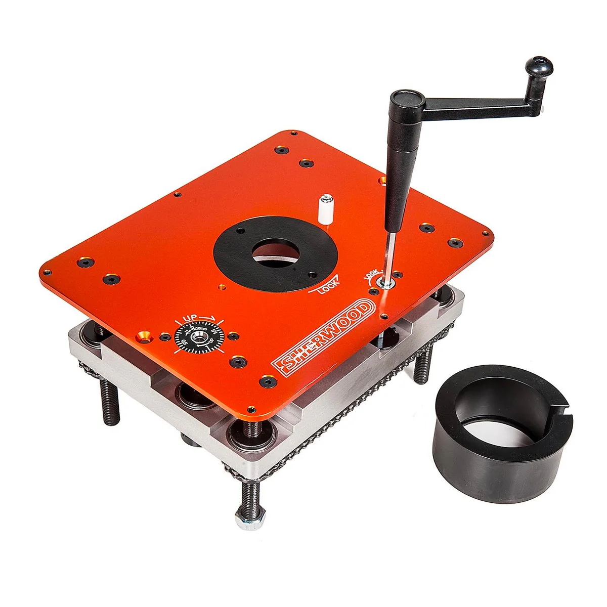 Sherwood Industrial Benchtop Router Table with Cast Iron Table, Lift & Round Body Router Motor - Image 7
