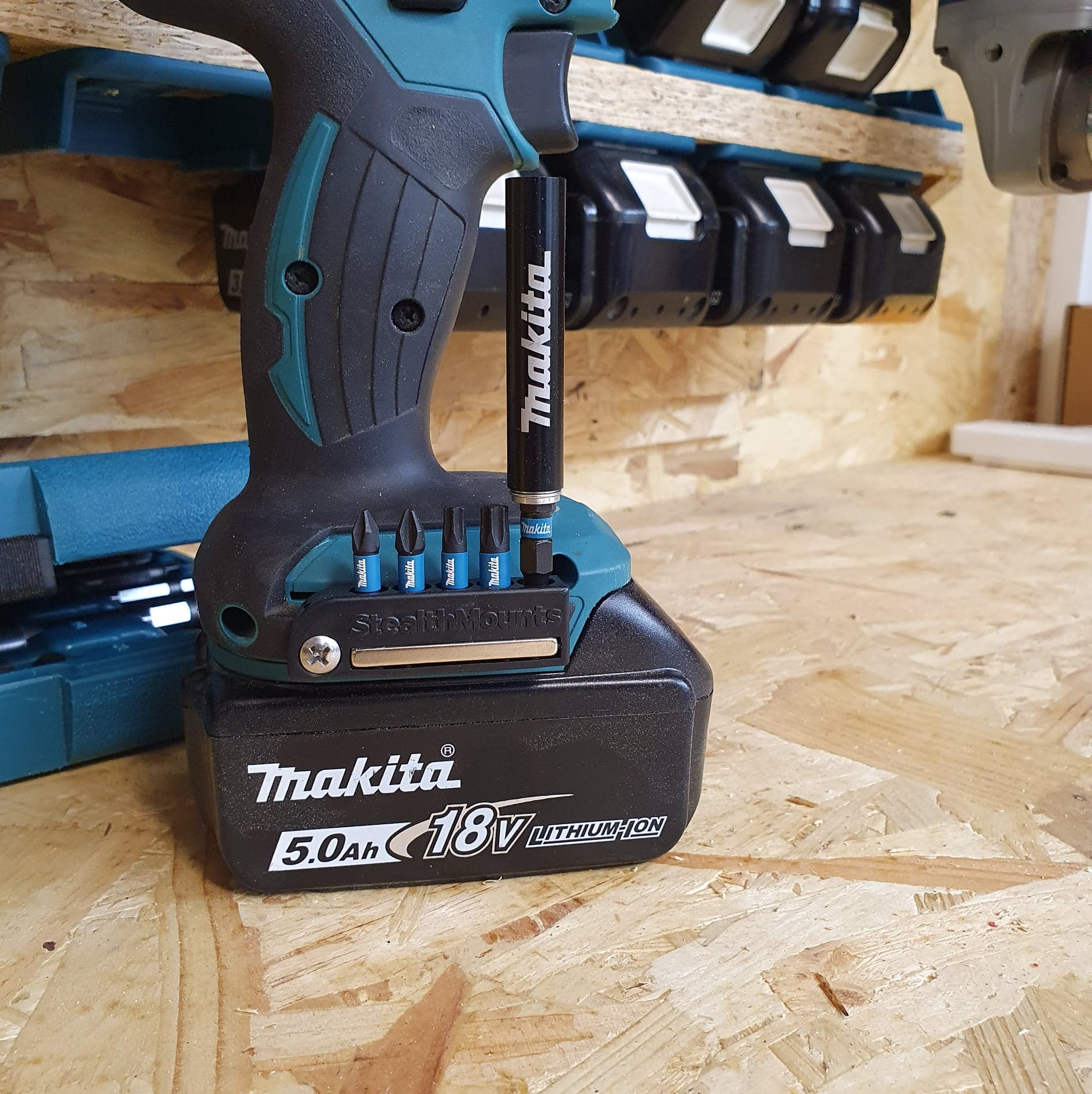 StealthMounts Magnetic Bit Holder for Makita LXT & XGT Tools 18V Pack of 2 Blue - Image 5